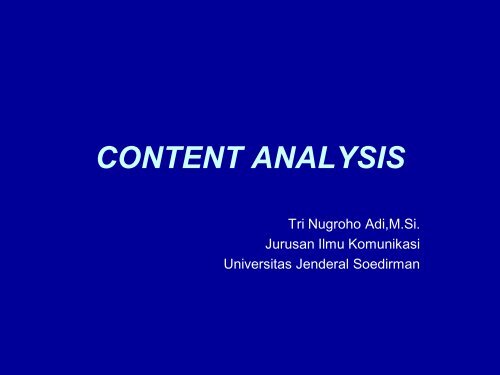 CONTENT ANALYSIS - S1 Ilmu Komunikasi UNSOED