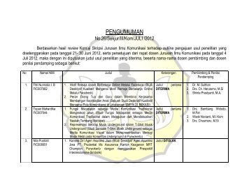 PENGUMUMAN - S1 Ilmu Komunikasi UNSOED