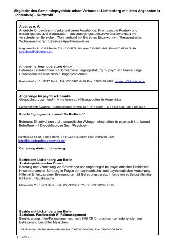 Mitglieder des Gemeindepsychiatrischen Verbundes Lichtenberg ...