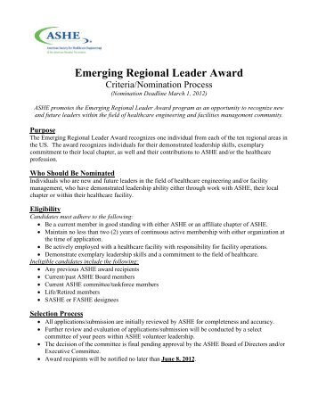 Emerging Regional Leader Award - the Healthcare Facilities ...