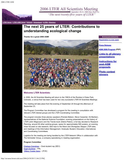 2006 LTER ASM - LTER Intranet - The Long Term Ecological