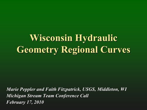 Wisconsin Regional Curves Overview - USGS