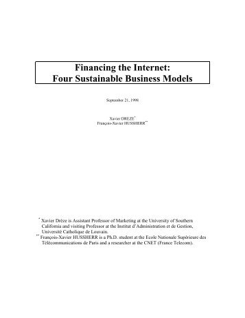 Financing the Internet: Four Sustainable Business ... - Xavier Drèze