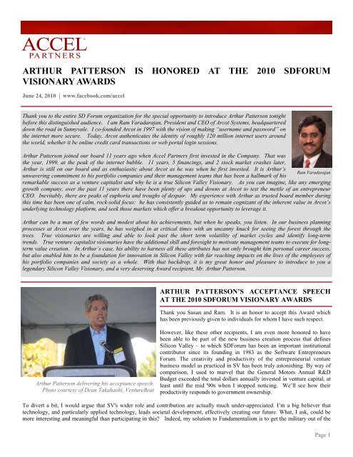 Arthur Patterson - Accel Partners