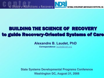 Alexandre B. Laudet, Ph.D. - State Systems Development Program ...