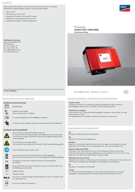 SUNNY BOY 2500/3000 - Gebruiksaanwijzing - BT