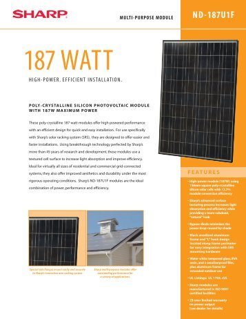 ND-187U1F Specification Sheet - Sharp Electronics