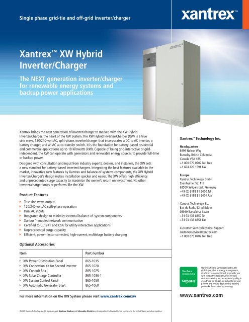 Xantrexâ„¢ XW Hybrid Inverter/Charger - ECI Wind and Solar