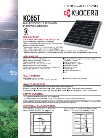 MODEL KC65T - KYOCERA Solar