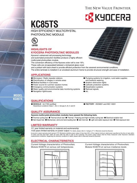 KC85TS - KYOCERA Solar