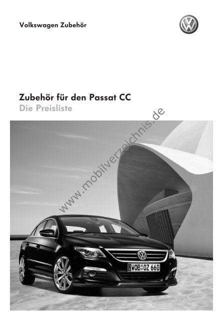 Preisliste Volkswagen Passat CC Zubehör, 1/2009