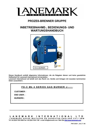 PROZEÃ-BRENNER GRUPPE INBETRIEBNAHME-, BEDIENUNGS ...