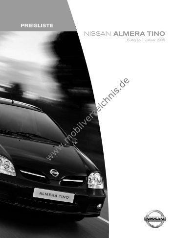 Preisliste Nissan Almera Tino, 1/2005 - mobilverzeichnis.de