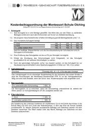 Kostenbeitragsordnung der Montessori-Schule Olching