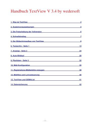 Handbuch TextView V 3.4 by wedersoft -  Lutz Weder