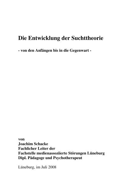 Die Entwicklung der Suchttheorie - SAiNetz