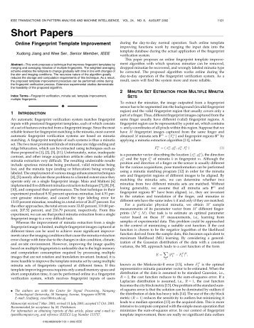 Online fingerprint template improvement - Pattern ... - IEEE Xplore