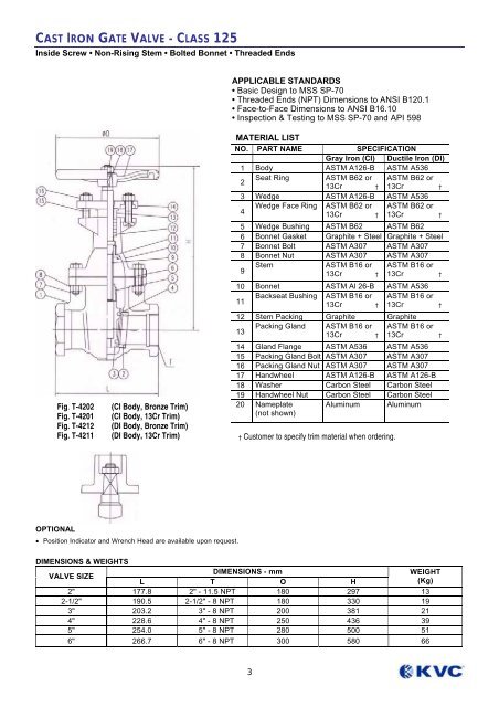 cast iron gate valve - class 125