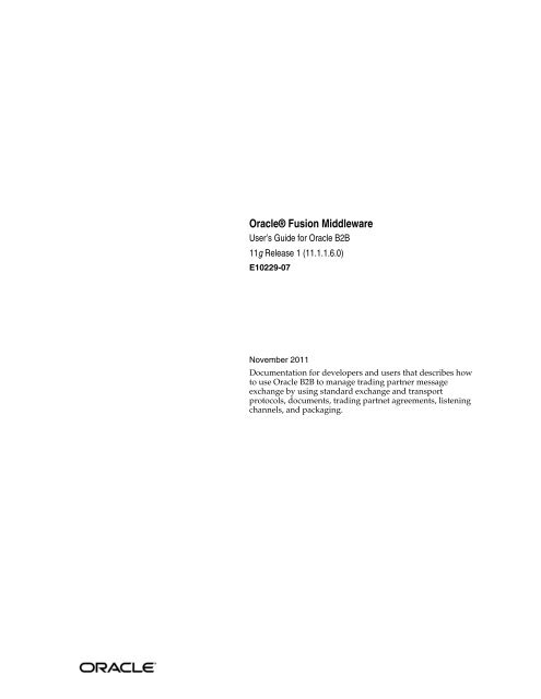 Oracle Fusion Middleware User's Guide for Oracle B2B - docs.mind.ru
