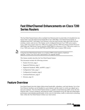 Fast EtherChannel Enhancements on Cisco 7200 ... - docs.mind.ru