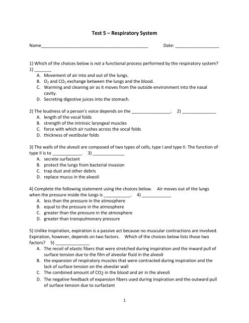 Test 5 â Respiratory System - Next2Eden