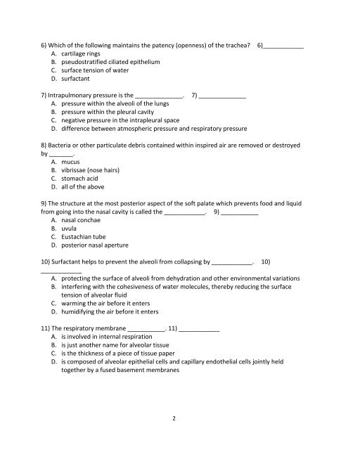 Test 5 â Respiratory System - Next2Eden