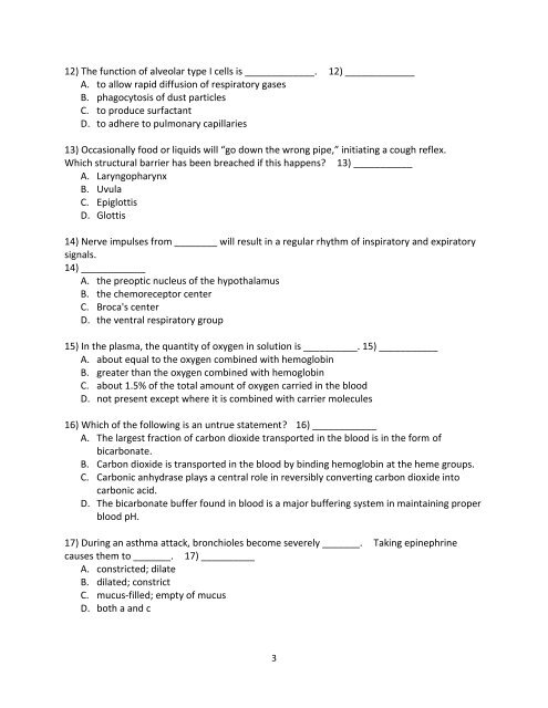 Test 5 â Respiratory System - Next2Eden