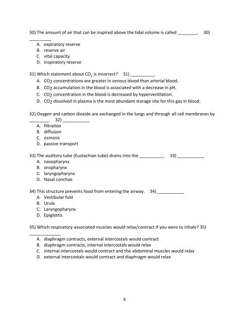 Test 5 â Respiratory System - Next2Eden