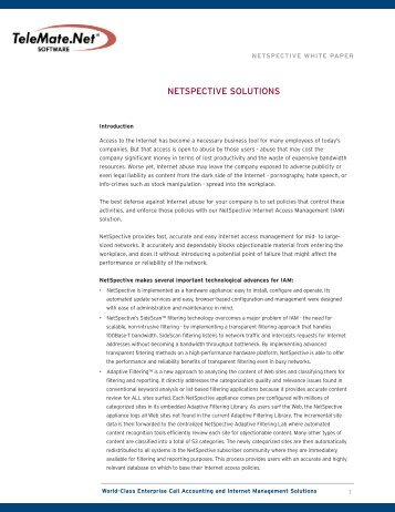 NetSpective Solutions White Paper - TeleMate.Net Software