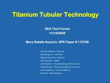 Titanium Tubular Technology, Krystian Maskos, Chevron Energy ...