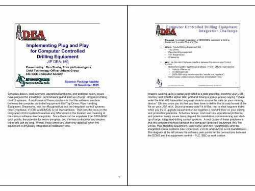 Implementing Plug and Play for Computer Controlled Drilling ...