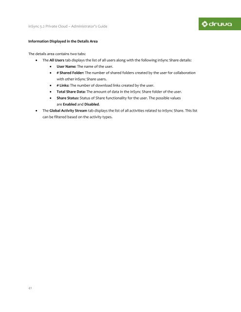 inSync Private Cloud 5.2 - inSync Help - Druva