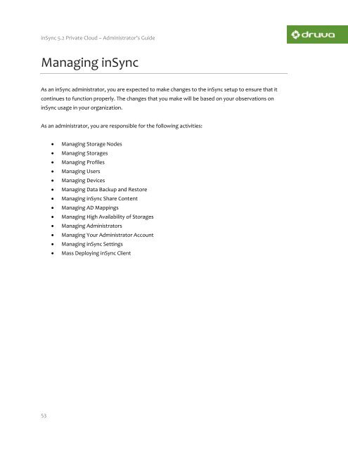 inSync Private Cloud 5.2 - inSync Help - Druva