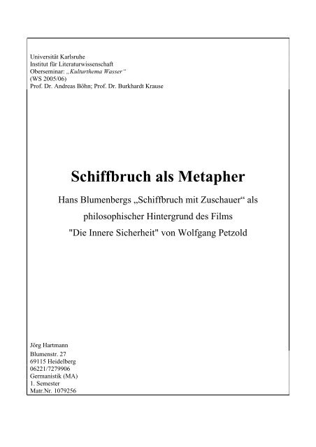 Schiffbruch als Metapher