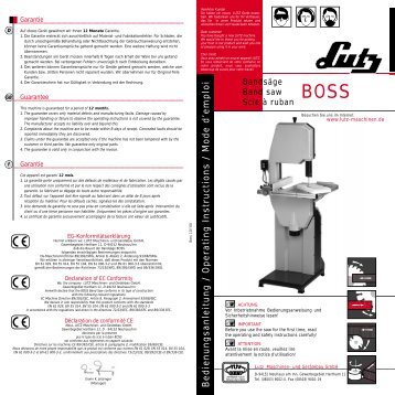 Bedienungsanleitung / Operating Instructions ... - LUTZ MASCHINEN