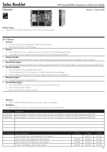 HP ProLiant Server Booklet