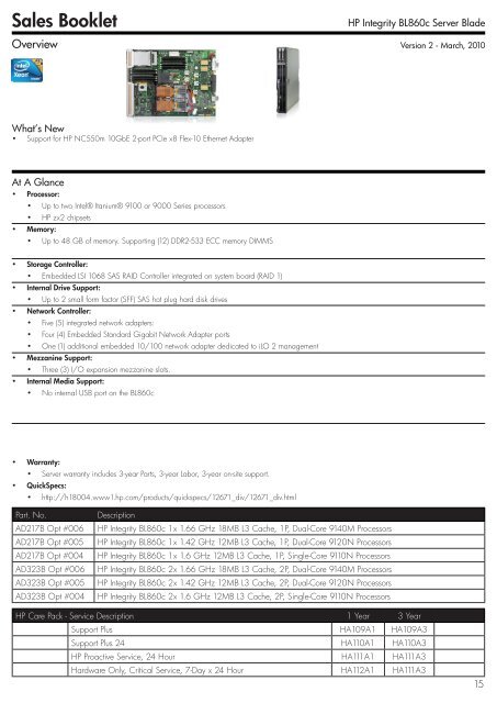 HP ProLiant Server Booklet