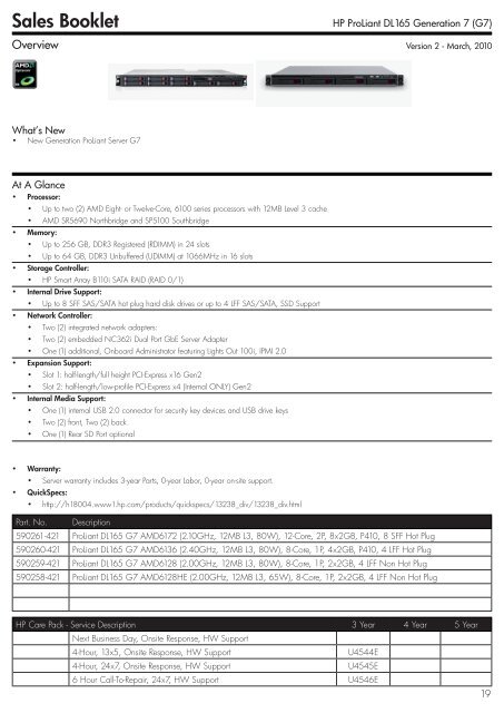HP ProLiant Server Booklet