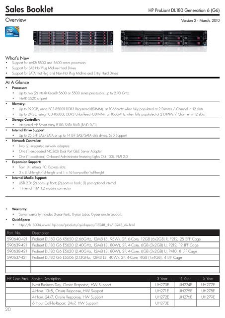 HP ProLiant Server Booklet