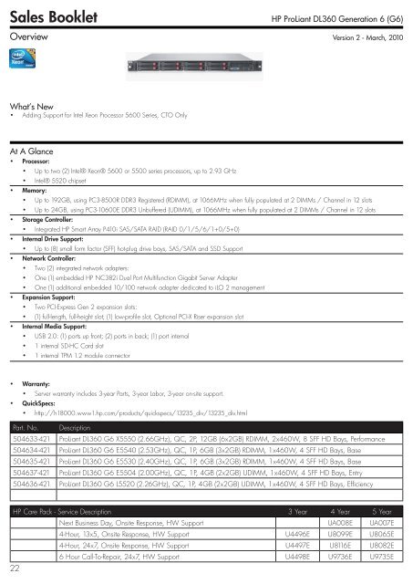 HP ProLiant Server Booklet