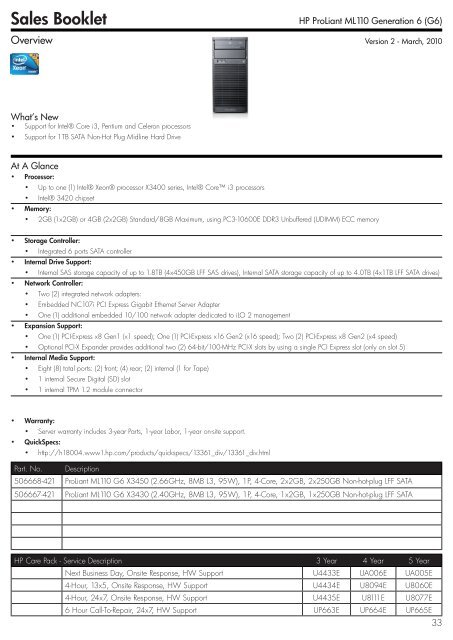 HP ProLiant Server Booklet