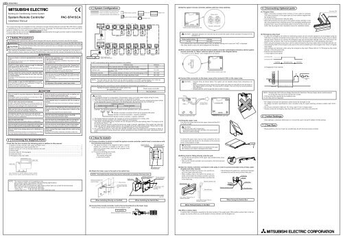 System Remote Controller PAC-SF41SCA - Mitsubishi Electric ...