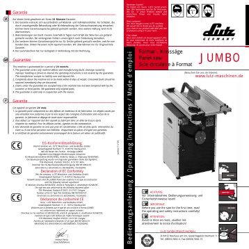 Bedienungsanleitung / Operating Instructions ... - LUTZ MASCHINEN