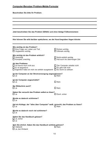 Computer-Benutzer Problem-Melde-Formular - WinHelpline