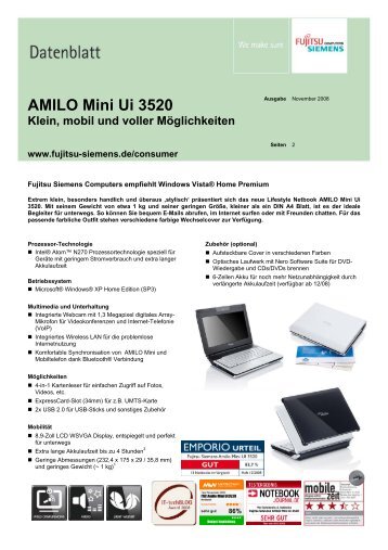 Datenblatt AMILO Mini Ui 3520 - Seher IT