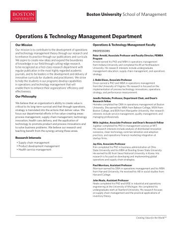 Operations & Technology Management ... - Boston University