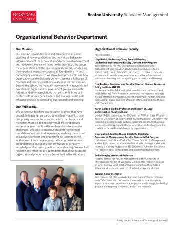 Organizational Behavior Department - Boston University