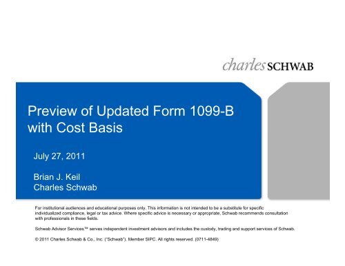 Preview of Updated Form 1099-B with Cost Basis - Charles Schwab