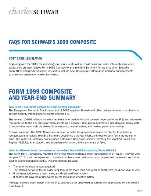 Form 1099 Composite And Year End Summary Charles Schwab