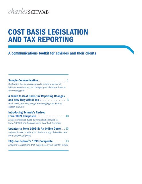 Cost Basis Legislation And Tax Reporting Charles Schwab Cost Basis Legislation And Tax Reporting Charles Schwab